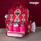 Wrangler Diaper Bag Backpack Aztec Travel Backpack Purses Western Multi-Function Baby Bags for Mom with Waterproof Insulated Pockets
