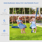 Outsunny Swing Set for Backyard, 5 in 1 Heavy-Duty A-Frame Stand Outdoor Playset for Kids with 29.5" Saucer Swing, Slide, Seesaw, Glider, Swing Seat, Blue