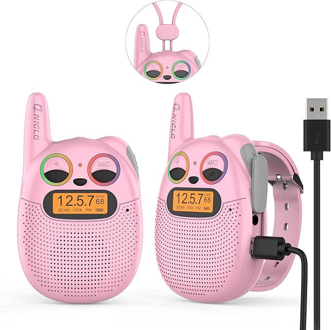 Walkie Talkies for Kids Rechargeable, Toys for 3+ Years Old Kids Walkie Talkies Rechargeable, Up to 2 Mile 2 Way Radio Birthday Toys for Girls And Boys, Pink