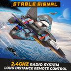 BEZGAR Drones for Kids | 2.4GHZ RC Plane, Remote Control Airplane, RC Helicopter, 360° Flip Fighter Jet Toy with Colorful LED Navigation Light Gray