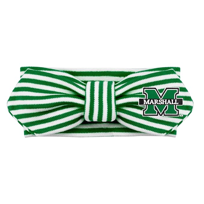 Creative Knitwear Marshall Thundering Herd Infant Girls Kelly/White Striped Hair Knot Headband Embroidered Logo - Size Newborn - 4T