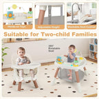 KOTEK 16 in 1 Convertible High Chair, Baby Highchair & Activity Center with Toys, Booster Seat, Building Block Table, Toddler Chair with 5-Point Harness, Removable Tray & Cushion (White)