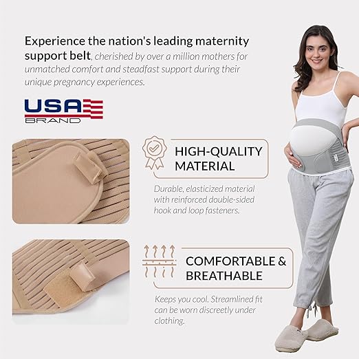 NeoTech Care Pregnancy Support Maternity Belt, Waist/Back/Abdomen Band, Belly Brace (Size L, Grey Color)