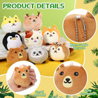 Aoriher 8 Pcs Mini Woodland Animals Plush Toys 3.15 Inch Soft Stuffed Animals Ornaments Bulk Colorful Woodland Keychain for Birthday Baby Shower Party Decors Classroom Prizes(Regular Style)