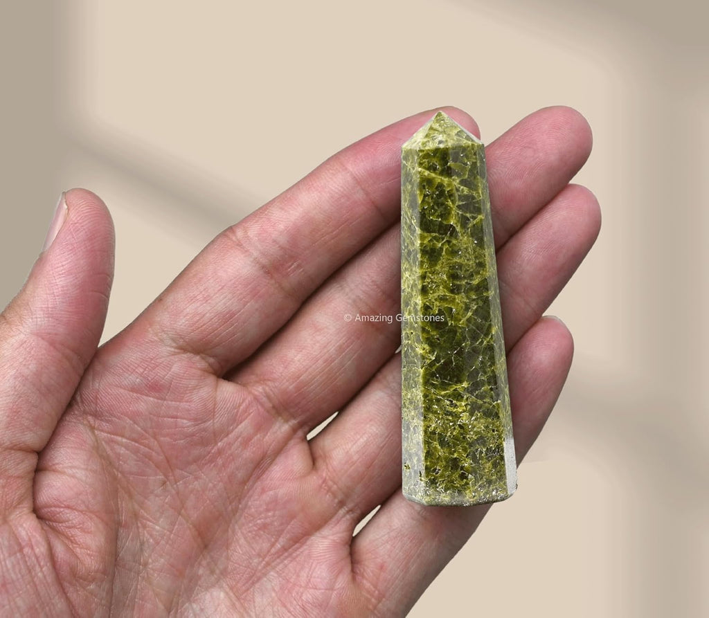 Amazing Gemstone Green Tourmaline in Matrix Crystal Towers - Natural Healing Crystal Point Obelisk for Reiki Healing and Crystal Grid (2 Inch to 3 Inch)