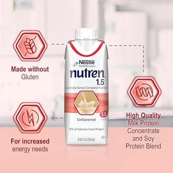 Nestle Nutren 1.5 Tube Feeding Formula Unflavored 250 mL Carton 24 Ct