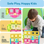 PicassoTiles Magnet Tiles Building Block Travel Size Magnetic Marble Run Construction Toy Set Mini Diamond Marble Racetrack Building Blocks Playset Education STEM Learning Kit Boy Girl 3+ PTMG45