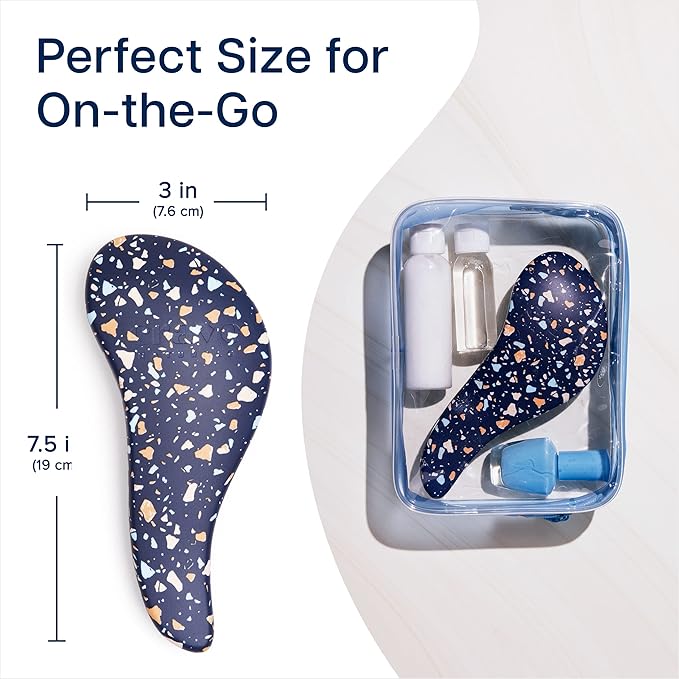 Crave Naturals Glide Thru Hair Brush - Detangler Brush for Curly, Straight, Wet or Dry Hair - Gentle Detangling Brushes for Adults, Kids, Toddlers - Hair Accessories for Women, 7.5"x3" - Terazzo