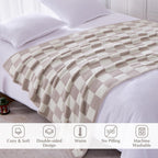 WRENSONGE Checkered Throw Blanket, Taupe Soft Cozy Fluffy Warm Hand Made Throw Blankets for Couch, Sofa, Chair, Bed, Camping, Picnic, Travel Lightweight Bed Blanket - 50"*70"