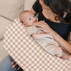 Konssy 2-Pack Muslin Nursing Pillow Covers, Soft & Adorable Nursing Covers for Breastfeeding Pillows, Slipcovers for Newborn Boys & Girls(Coffee Check,Moon)