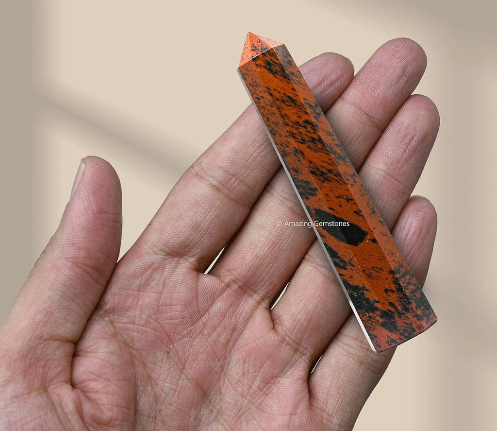 Amazing Gemstone Mahogany Obsidian Crystal Towers ~ Natural Healing Crystal Point Obelisk for Reiki Healing and Crystal Grid (3- Inch)