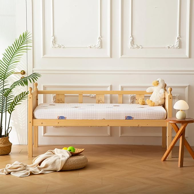 SDY Jersey Crib Sheets for Baby Girls,52"x28"X8", Pink Kawaii Bear Standard Oval/Retangle Crib Mattress Sheets for Toddler,Super Soft Breathable