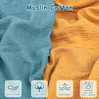 Hooyax Baby Lounger Cover 2 Pack - 100% Muslin Cotton Newborn Lounger Pillow Covers Only, Soft Breathable Infant Lounger Cover with Reinforced Stitching, Fits Most Standard Baby Loungers (Blue Ginger)