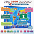 Bilingual Interactive Kids Talking World Map & Dinosaur Poster for Kids Learning and Educational Toys, Talking Educational Toys for 3 to 12 Years Old Girls/Boys, Preschool Learning Chart