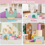 Soft Foam Climbing Blocks Set – Large 5-in-1 Soft Play Toys Crawling & Sliding Climbing Arch for Toddlers, Foam Playset for Nursery,Preschool,Pink