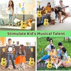 21 Inch Wooden Kids Toddler Child Children Acoustic Guitar Musical Instruments Ideal for 3-9 Year Old Boys Girls Gifts (Yellow)