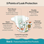 The Honest Company Clean Conscious Diapers for Delicate Skin | Up to 100% Leakproof | Hypoallergenic, Fragrance Free | Fall '25 Limited Edition Prints | Club Box, Size 2 (12-18 lbs), 72 Count