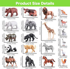 Safari Animals Playset, 41Pcs Jungle Zoo Animal Toys for Toddlers 1-3/Kids 3-5 - Light-Up Sound Lion Basket, Non-Toxic Educational Figurines, Ideal Birthday for Boys & Girls
