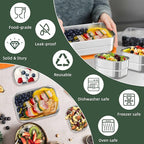 HaWare Stainless Steel Lunch Box for Kids, Leak Proof Food Storage Containers with Silicone Lids, Portable Sandwich Containers, Easy Open Snack Box for School & Daycare, Dishwasher Safe (8oz*2+25oz)