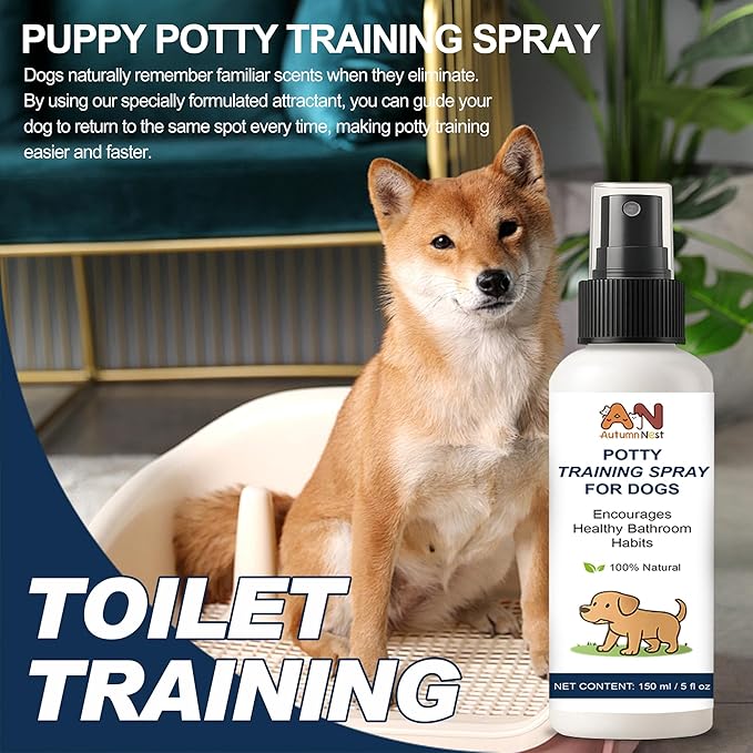 Potty Training Spray for Dogs – 5 fl oz /150ml Dog Pee Training Aid for Puppies & Adults Dogs– Helps Guide Dog to Pee Pads or Designated Areas – Safe Plant-Based Attractant for Indoor & Outdoor Use