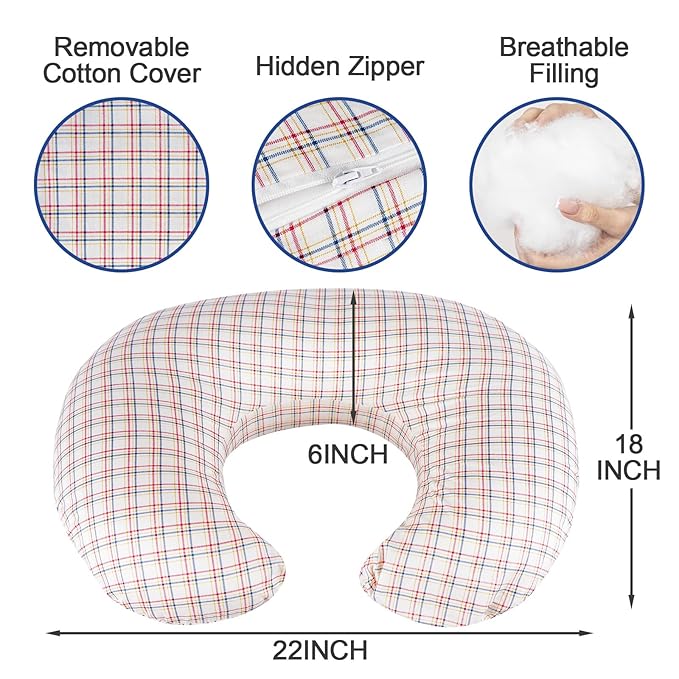 Nursing Pillow, Breastfeeding Pillow with Removable Cover, Ergonomic Breast Feeding Pillow, Baby Feeding Support Cushion for Mom Easier Breastfeeding- Original Size/Red