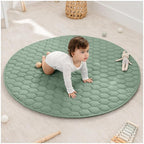 Comfy Cubs Round Kids Play Mat - Medium 48 inches Soft Quilted Baby Floor Mat with Non-Slip Bottom - Plush Design for Toddlers' Playtime and Relaxation - Comfortable and Durable - Fern