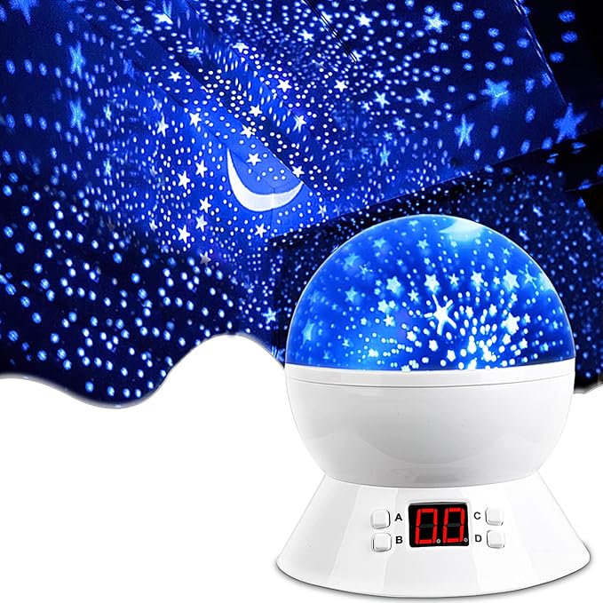MOKOQI Star Night Light Projector for Kids with Timer - Glow in The Dark Stars and Moon, Best Gift for 1-14 Years Old