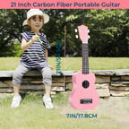 21 Inch Carbon Fibre Kids Toddler Child Children Acoustic Guitar Ukulele Musical Instruments Ideal for 3-9 Year Old Boys Girls Gifts (Pink)