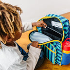 Wildkin ECO rPET Kids Backpack – Recycled, Padded, Adjustable for School & Travel – Blue Stripes