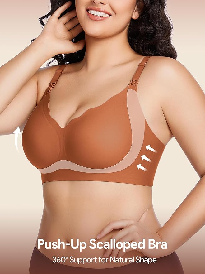 HBselect 3Pack Nursing Bras for Breastfeeding Seamless Scalloped Maternity Bras for Pregnancy Ultra Comfort Sleep Bras