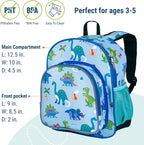 Wildkin 12-inch Kids Backpack – Padded, Adjustable, Ideal for Daycare & Travel - Dinosaur Land