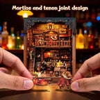 DIY Miniature House Kit, Book Nook Kit, 3D Wooden Puzzles Bookshelf Craft Kits, Dollhouse Kit with LED Light, Mini Building Kit for Adults Teen to Build (Old Time Tavern)