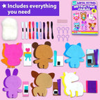 KRAFUN Unicorn Sewing Keyring Kit for Kids Age 7 8 9 10 11 12 Learn Art & Craft, Includes 6 Stuffed Animal Bear, Dog, Rabbit, Raccoon, Owl Dolls, Instruction & Felt Materials