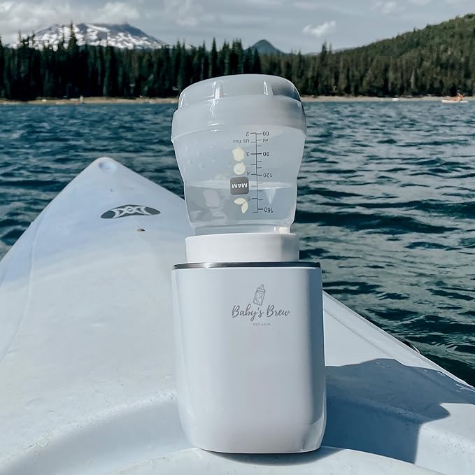 Baby's Brew Portable Bottle Warmer Pro - Milk Warmers for Breastmilk or Formula, Leak-Proof Design, Travel-Friendly, Cordless, Battery-Powered, 8-12 Hour Battery Life (Warmer + MAM Adapter)