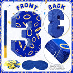 Number 3 Blue and Golden Rings Piñata for Kids Birthday Cartoon Theme Small Piñata with Blindfold Stick Confetti for Fiesta Cinco De Mayo Party Decor, 15.8 x 11 x 2.8 Inch