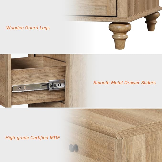 WAMPAT 2 Pack Kids Dresser with 14 Drawers for Bedroom, 2-in-1 Wide Baby Dresser for Nursery & Kids Room, Farmhouse Chests & Dressers, Wooden Closet Organizer for Children’s Bedroom, Oak