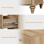 WAMPAT Baby Dresser with 8 Drawers for Kids Room, Farmhouse Kids Dresser Wooden Double Dresser for Bedroom, Wide Dresser Organizer for Children’s Bedroom, Nursery Furniture, 54 Inch, Oak