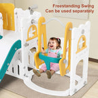 JOYLDIAS 10 in 1 Toddler Slide, Double Kid Climber Slide Playset w/Swing, Basketball Hoop, Telescope, Tunnel, Storage Space and Non-Slip Steps, Indoor Outdoor Backyard Playground Toy for Toddlers