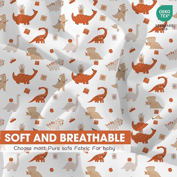 Bimocosy Crib Sheets for Boys Girls, Fitted Crib Sheet 4 Pack for Standard Crib and Toddler Mattresses, Super Soft Breathable Microfiber Baby Sheet 28"x 52", Dinosaur/Leaves/Khaki/Beige