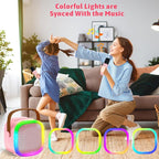 Karaoke Machine for Kids Adults, Portable Bluetooth Speaker with 2 Wireless Microphones and LED Lights, Kids Toys Birthday Gifts for Girls Boys Ages 4, 5, 6, 7, 8,9,10,11,12+ Years