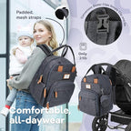 RUVALINO Diaper Bag Backpack-Expandable Baby Bag with up to 50% Capacity -Baby Essentials Bag with Changing Pad Insulated Bottle Holders & Pacifier Case, Waterproof, Dark Gray XL