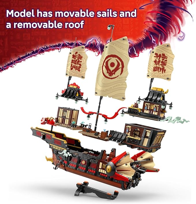 LEGO NINJAGO The Temple Bounty Building Toy - Multi-Level Boat W/6 Ninja Toy Minifigures for Kids, Ages 14+ - Model Building Kit with Display Stand - Dragons Rising Gift for Teen Boys & Girls - 71848
