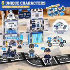 60PCS Police Station Magnetic Tiles Set with 6 Magnetic Dolls,Magnet Tiles Building Blocks for kids,Toy for Boys 3-5 4-8-12 Gifts,STEM City Police Toys Include Policeman,Puppy,Criminal,Vehicles,Prison