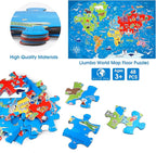 Jumbo Floor Puzzle for Kids,World Map Jigsaw Geography Puzzles,48 Piece Globe Atlas Puzzle with Continents,United States Puzzle for Ages 3-5,Preschool Learning Toys Gift for 4-8 Years Old