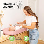 2-Pack Organic Changing Pad Covers for Girl, Boy, Neutral - 100% Cotton Changing Table Pad Cover, Soft Baby Nursery Diaper Changing Pad Sheets, Contour Changing Pads Liners, Change Pad Cover (Rose)