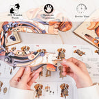 Cutywood 3D Puzzles for Adults Clock-Beagle Design Model Kit-Mechanical DIY Pendulum Clock with Roman Numerals-Desk Home Office Decor Personalized Gift for DIY Lovers