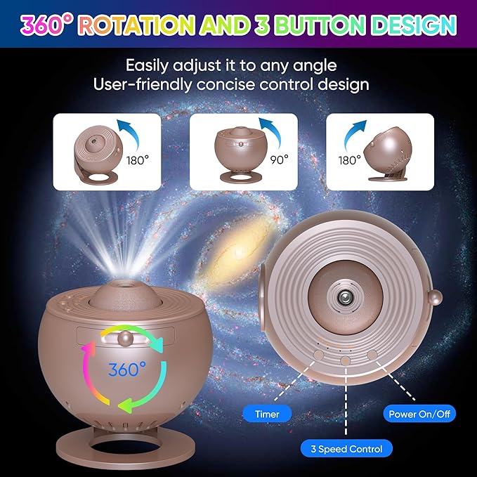 Galaxy Projector, 12 in 1 Planetarium Galaxy Star Projector for Bedroom, 360° Rotating Galaxy Star Night Light Projector for Kids, Home Theater, Ceiling, Room Decoration, Pink, ‎BL-DQY02