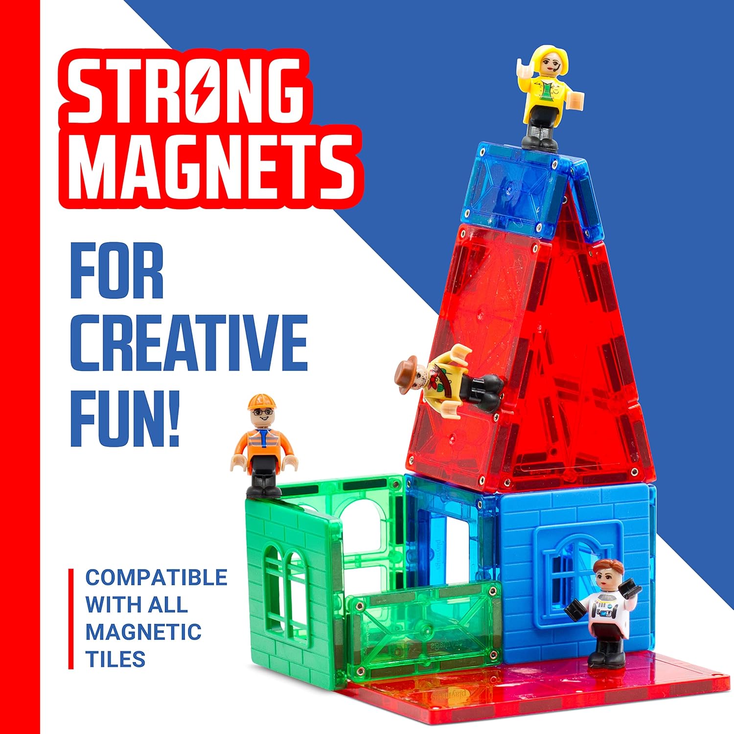 Playmags Magnetic Figures Community Set of 15 Pieces - Play People Perfect for Magnetic Tiles Building Blocks - STEM Learning Toys Children – Magnet Tiles Expansion Accessories Pack (Styles May Vary)