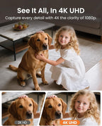 Anlapus C518 4K Pan/Tilt Home Indoor Security Camera, Plug-in WiFi Pet/Baby Monitor with One-Touch Call, AI Human/Pet/Face Tracking, 2.4/5 GHz, Two-Way Talk, Night Vision, 64G Memory Card Storage