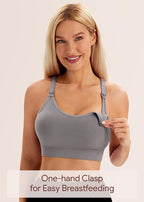 Angelhood Nursing Bras for Breastfeeding, Ribbed Nursing Sports Bra Yoga Maternity Bras Pregnancy Sleep Bralette